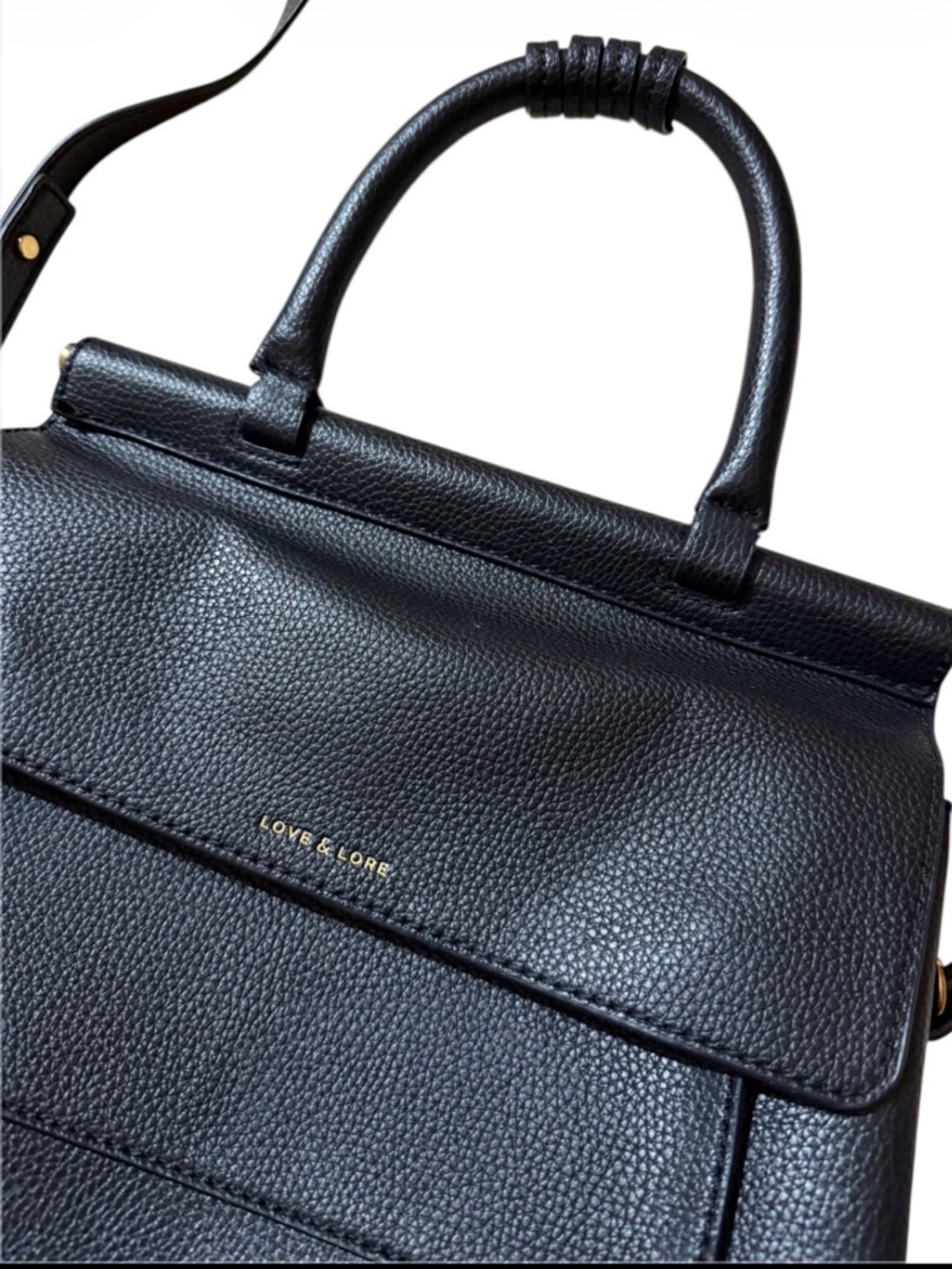 Black Pebbled Leather Top-Handle Tote - Love & Lore
